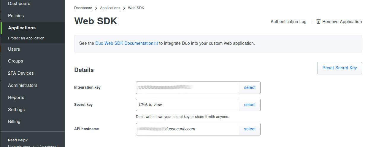 DUO Web SDK application