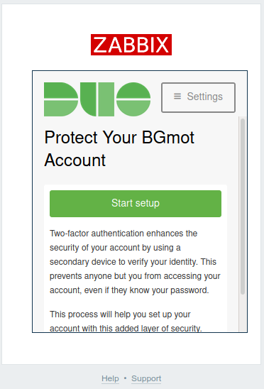 Zabbix DUO account set up