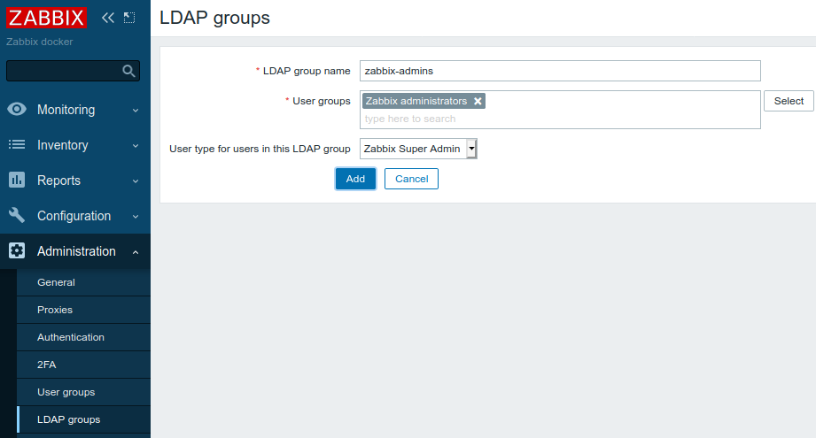 Zabbix LDAP groups create zabbix-users